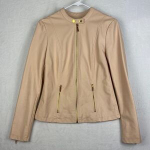 Calvin Klein Jacket Womens Small Full Zip Faux Leather Casual